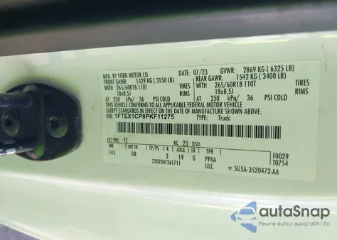 2023 Ford F-150 Xl from USA, damaged, VIN 1FTEX1CP8PKF11275